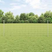 vidaXL Staket med stolpar Silver 0.8 x 50 m Stål