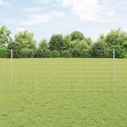 vidaXL Staket med stolpar Silver 1 x 50 m Stål