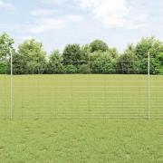 vidaXL Staket med stolpar Silver 1.2 x 50 m Stål