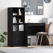 vidaXL Skrivbord med förvaring med låda 2 pcs Svart ek 70 x 50 x 76 cm