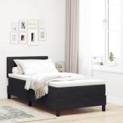 vidaXL Bäddfjäder med madrass med huvudgavel Svart 90 x 190 cm Sammet