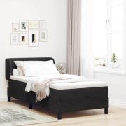 vidaXL Bäddfjäder med huvudgavel Svart 90 x 190 cm Sammet