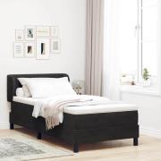 vidaXL Bäddfjäder med huvudgavel Svart 90 x 190 cm Sammet