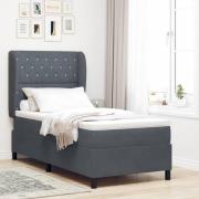 vidaXL Bäddfjäder med madrass Mörkgrå 200 x 90 cm Sammet