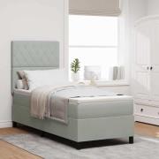 vidaXL LED Box Säng med madrass med huvudgavel Ljusgrå 80 x 200 cm tyg