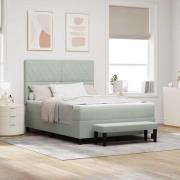 vidaXL Bäddfjäder med madrass Ljusgrå 160 x 200 cm Sammet