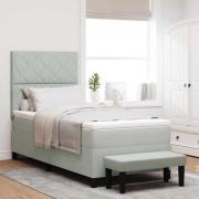 vidaXL Bäddfjäder med madrass Ljusgrå 90 x 200 cm Sammet