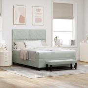 vidaXL Bäddfjäder med madrass Ljusgrå 140 x 200 cm Sammet