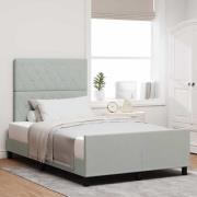 vidaXL Bäddfjäder med huvudgavel Ljusgrå 120 x 200 cm Sammet