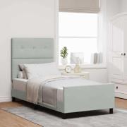 vidaXL Bäddfjäder med huvudgavel Ljusgrå 80 x 200 cm Sammet