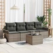vidaXL Trädgårdsoffset 5 pcs Grå Poly rattan