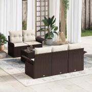 vidaXL Trädgårdsoffset 6 pcs Brun Poly rattan