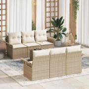 vidaXL Trädgårdsoffset 7 pcs Beige Poly rattan