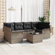 vidaXL Trädgårdsoffset 7 pcs Grå Poly rattan