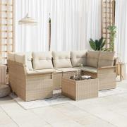 vidaXL Trädgårdsoffset 7 pcs Beige Poly rattan