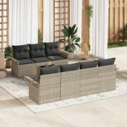 vidaXL Trädgårdsoffset 8 pcs Ljusgrå Poly rattan