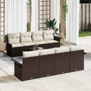 vidaXL Trädgårdsoffset 9 pcs Brun Poly rattan