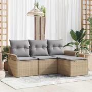 vidaXL Trädgårdsoffset 4 pcs Beige 55 x 55 x 37 cm konstrotting