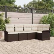 vidaXL Trädgårdsoffset 5 pcs 242.5 x 132.5 x 85 cm Poly rattan