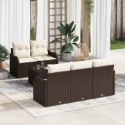 vidaXL Trädgårdsoffset 6 pcs Brun Poly rattan