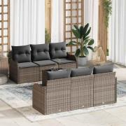 vidaXL Trädgårdsoffset med kudde 7 pcs Grå 55 x 55 x 37 cm Poly rattan