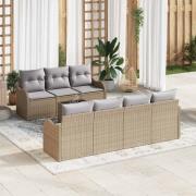 vidaXL Trädgårdsoffset 8 pcs Beige 55 x 55 x 37 cm Poly rattan