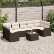 vidaXL Trädgårdsoffset 8 pcs Brun 55 x 55 x 37 cm Poly rattan
