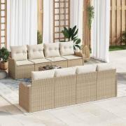 vidaXL Trädgårdsoffset 9 pcs Beige 55 x 55 x 37 cm Poly rattan