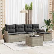 vidaXL Trädgårdsoffset med kudde 6 pcs Ljusgrå Poly rattan