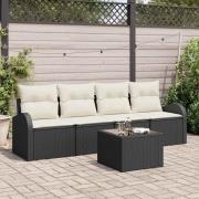 vidaXL Trädgårdsoffset 5 pcs Svart 55 x 55 x 37 cm Poly rattan