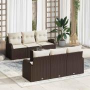 vidaXL Trädgårdsoffset 7 pcs Brun 55 x 55 x 37 cm Poly rattan