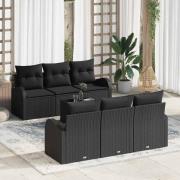 vidaXL Trädgårdsoffset 7 pcs Svart 55 x 55 x 37 cm Poly rattan