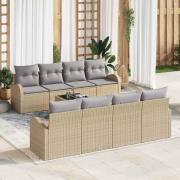 vidaXL Trädgårdsoffset 7 pcs Beige 55 x 55 x 37 cm konstrotting