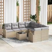 vidaXL Trädgårdsoffset 9 pcs Beige 55 x 55 x 37 cm konstrotting