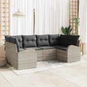 vidaXL Trädgårdsoffset 6 pcs Ljusgrå Poly rattan