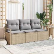 vidaXL Trädgårdsoffset 3 pcs Beige Poly rattan