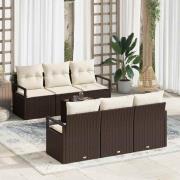 vidaXL Trädgårdsoffset 7 pcs Brun, krämfärgad 55 x 55 x 37 cm