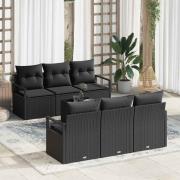 vidaXL Trädgårdsoffset 7 pcs Svart 55 x 55 x 37 cm konstrotting
