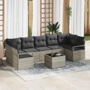 vidaXL Trädgårdsoffset 8 pcs Ljusgrå, Mörkgrå 55 x 55 x 37 cm