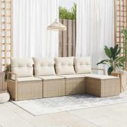 vidaXL Trädgårdsoffset 5 pcs Beige Poly rattan