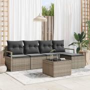 vidaXL Trädgårdsoffset 6 pcs Grå Poly rattan