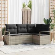 vidaXL Trädgårdsoffset 4 pcs Ljusgrå Poly rattan