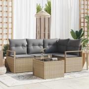 vidaXL Trädgårdsoffset 5 pcs Beige Poly rattan