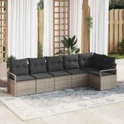 vidaXL Trädgårdsoffset 6 pcs Grå Poly rattan
