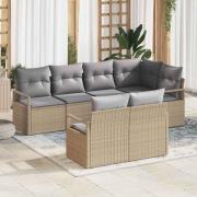 vidaXL Trädgårdsoffset 7 pcs Beige Poly rattan
