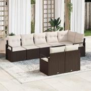 vidaXL Trädgårdsoffset 8 pcs Brun Poly rattan