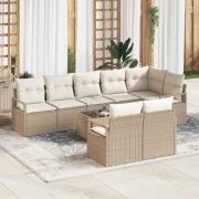 vidaXL Trädgårdsoffset 9 pcs Beige Poly rattan