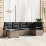 vidaXL Trädgårdsoffset 6 pcs Grå Poly rattan