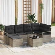vidaXL Trädgårdsoffset 7 pcs Ljusgrå Poly rattan