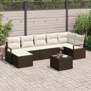vidaXL Trädgårdsoffset 8 pcs Brun Poly rattan